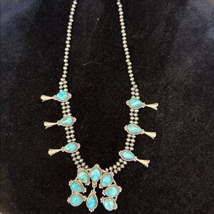 Sonoran gold Turquoise Squash Blossom Necklace